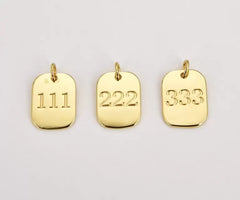 18K Gold Filled Dainty Gold Filled Angel Number Charm Mini Tag Lucky Number for Necklace Bracelet Component Personalized Jewelry, 19x12mm, CP1839