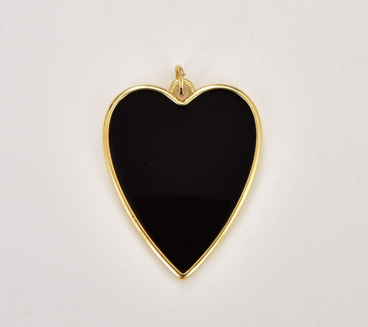 18K Gold Filled Black Enamel Heart Charm, Gold Filled Heart Pendant, Add On Charm, Love Charm for Necklace Bracelet Earrings Jewelry Making Component, CP1841