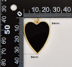 18K Gold Filled Black Enamel Heart Charm, Gold Filled Heart Pendant, Add On Charm, Love Charm for Necklace Bracelet Earrings Jewelry Making Component, CP1841