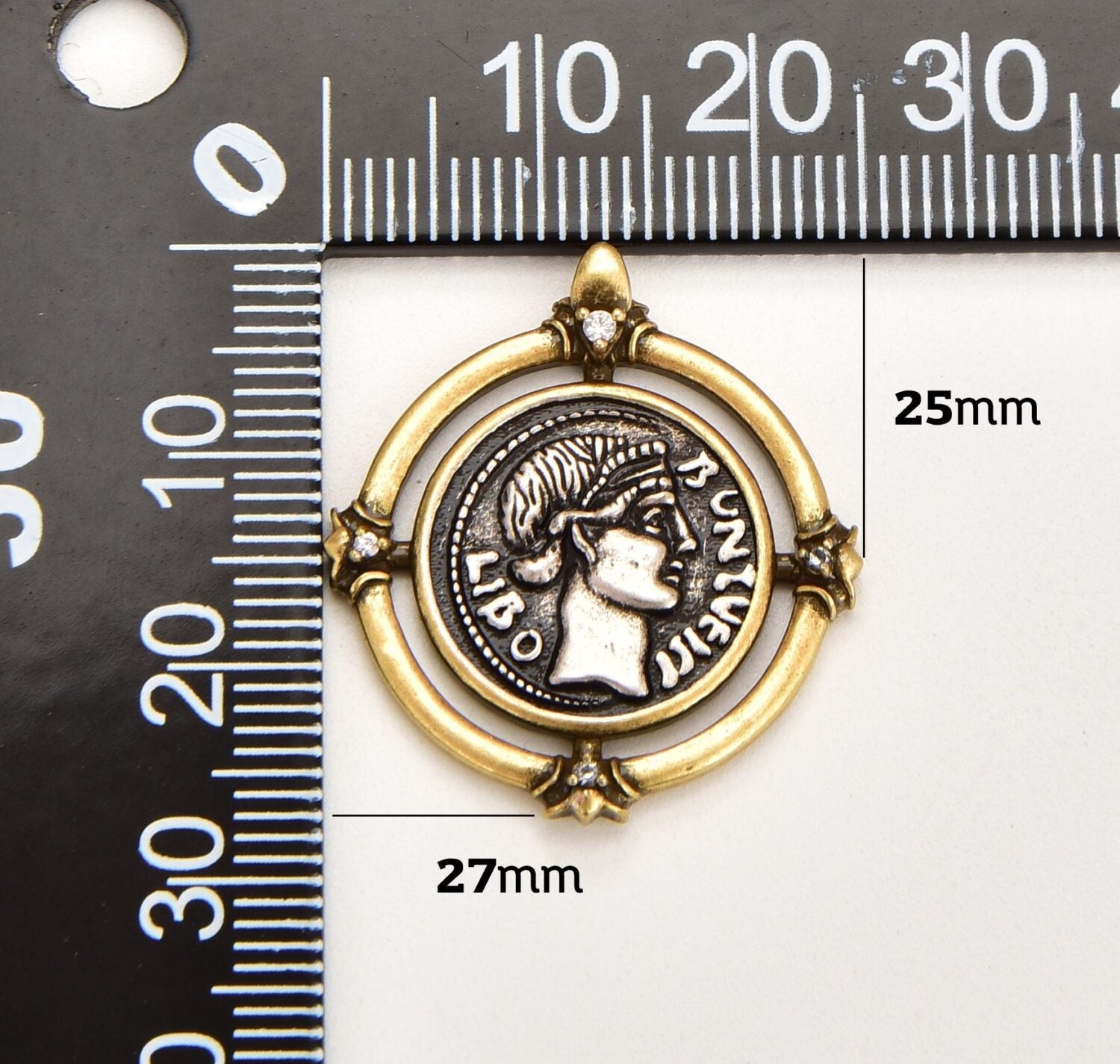 18K Gold Filled Greek Coin Charm, Gold Filled Old Coin Pendant, Medallion Charm, Ancient Greek Coin for Necklace Bracelet Jewelry Making Component, CP1842