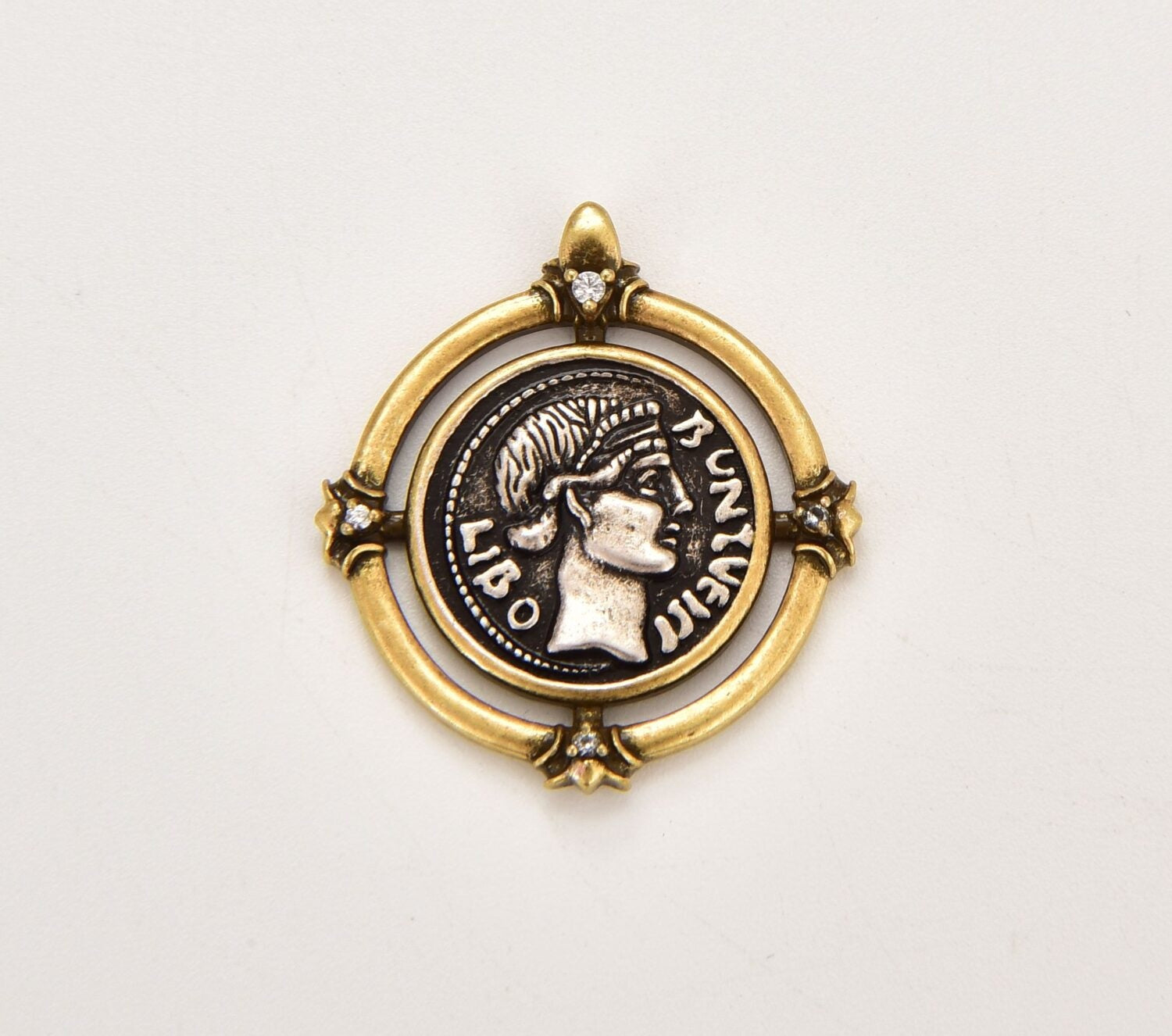 18K Gold Filled Greek Coin Charm, Gold Filled Old Coin Pendant, Medallion Charm, Ancient Greek Coin for Necklace Bracelet Jewelry Making Component, CP1842