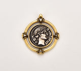 18K Gold Filled Greek Coin Charm, Gold Filled Old Coin Pendant, Medallion Charm, Ancient Greek Coin for Necklace Bracelet Jewelry Making Component, CP1842