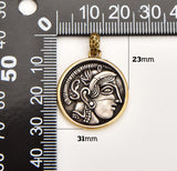 18K Gold Filled Greek Coin Charm, Gold Filled Old Coin Pendant, Medallion Charm, Ancient Greek Coin for Necklace Bracelet Jewelry Making Component, CP1842