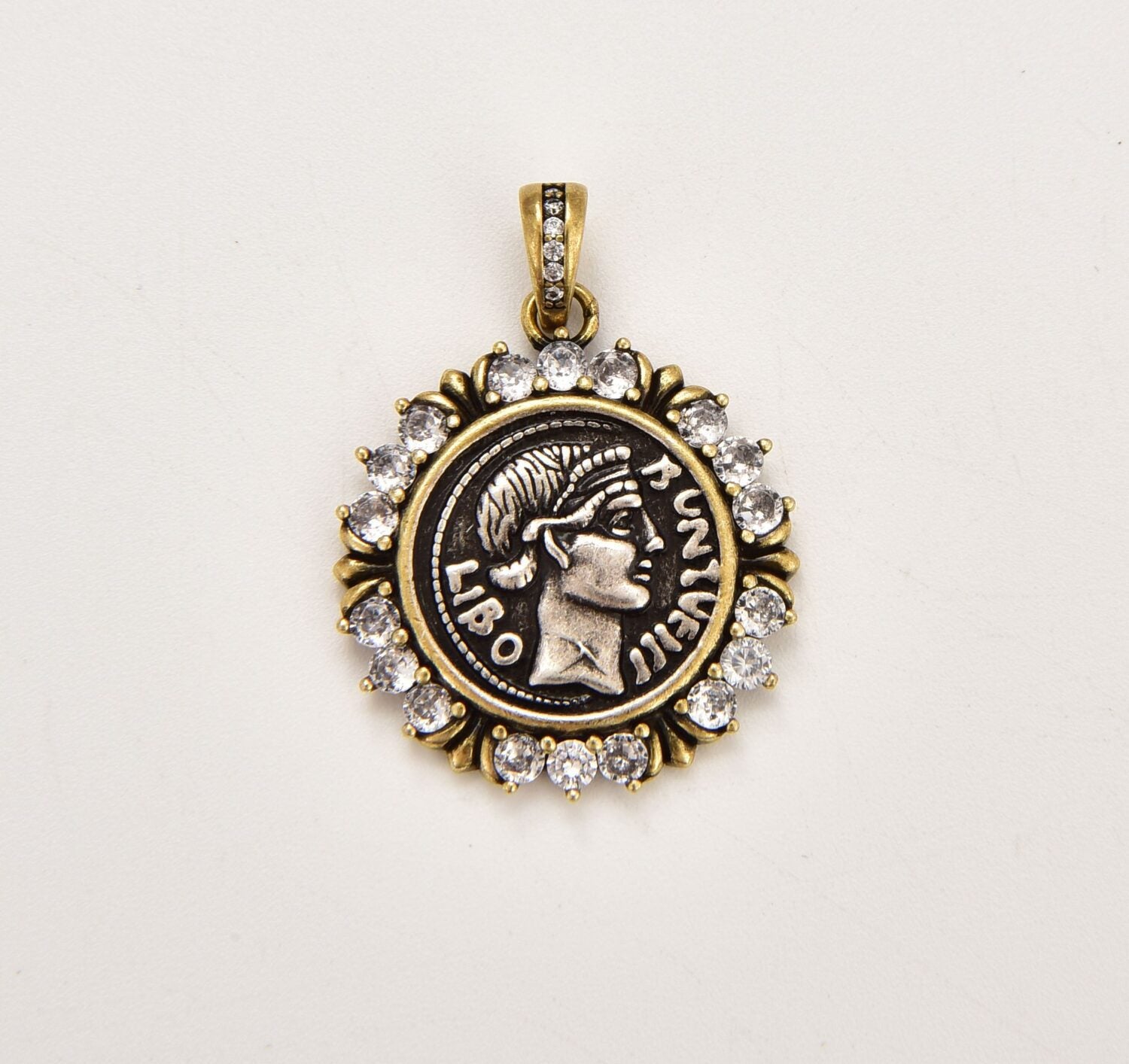 18K Gold Filled Greek Coin Charm, Gold Filled Old Coin Pendant, Medallion Charm, Ancient Greek Coin for Necklace Bracelet Jewelry Making Component, CP1842