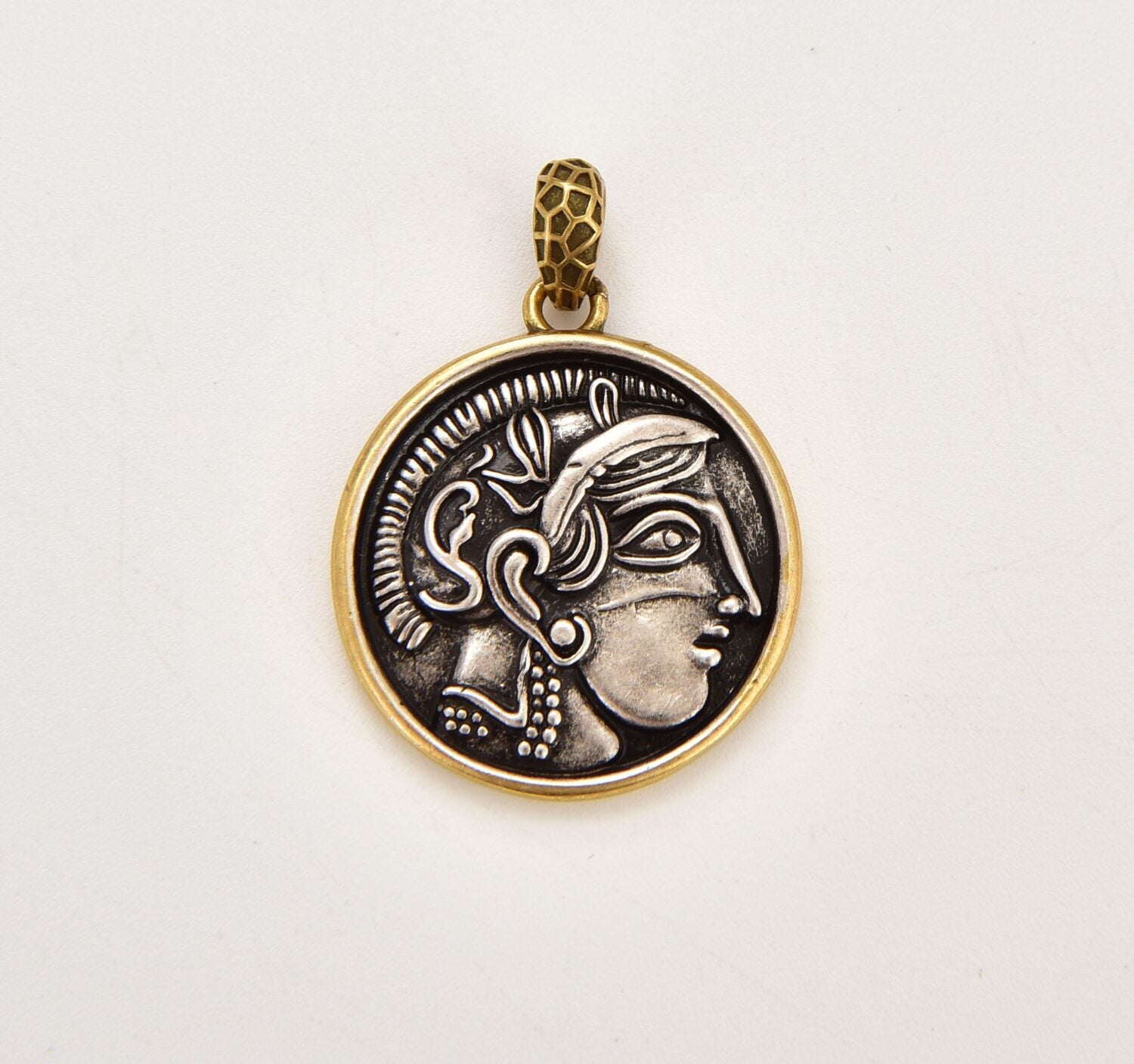 18K Gold Filled Greek Coin Charm, Gold Filled Old Coin Pendant, Medallion Charm, Ancient Greek Coin for Necklace Bracelet Jewelry Making Component, CP1842