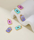 18K Gold Filled Baguette CZ Tag Charm, Gold Filled Enamel Tag Pendant, Rectangular Enamel Jewelry Summer Trend, Gift for Her, Add on Charm, CP1846