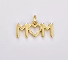 18K Gold Filled Dainty Mom Charm, Gold Filled Mom Pendant, Mothers Day Gift, Mom Pendant for Bracelet Necklace Component DIY Jewelry Making Supply, CP1848