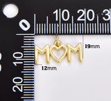 18K Gold Filled Dainty Mom Charm, Gold Filled Mom Pendant, Mothers Day Gift, Mom Pendant for Bracelet Necklace Component DIY Jewelry Making Supply, CP1848