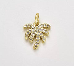 18K Gold Filled Dainty Palm Tree Charm, Gold Filled Tree Pendant, Summer Charm, CZ Micro Pave Charm for Necklace Bracelet Earring Supply, 15x10mm, CP1850