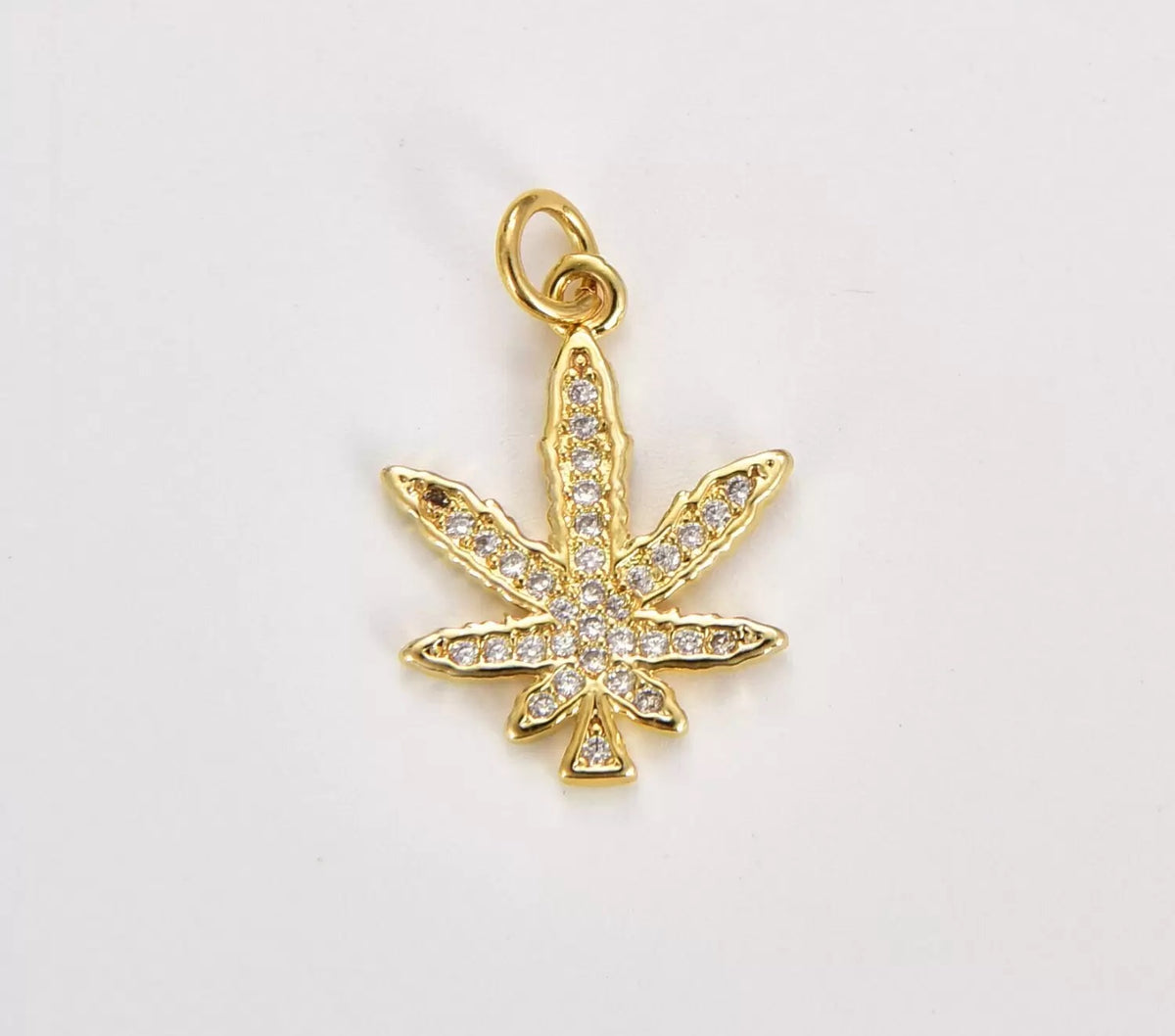 18K Gold Filled Dainty Cannabis Charm, Gold Filled Marijuana Leaf Pendant, 420 Jewelry Gift Idea, Weed Charm for Necklace Bracelet Jewelry Making, CP1851