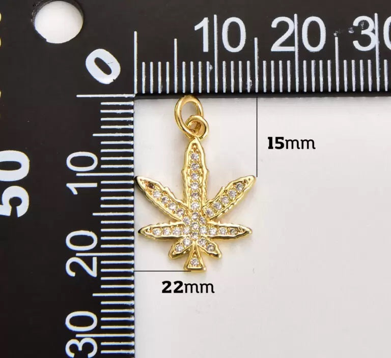 18K Gold Filled Dainty Cannabis Charm, Gold Filled Marijuana Leaf Pendant, 420 Jewelry Gift Idea, Weed Charm for Necklace Bracelet Jewelry Making, CP1851