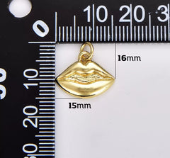 18K Gold Filled Dainty Lips Charm, Gold Filled Lips Pendant, Sexy Lips Charm for Necklace Bracelet Earrings Jewelry Making Supply, 16x15mm, CP1853