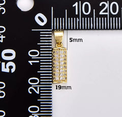 18K Gold Filled Dainty Cylinder Charm, Gold Filled Cylindrical Pendant, Geometric Charm for Necklace Bracelet Jewelry Making Component, 19x5mm, CP1854