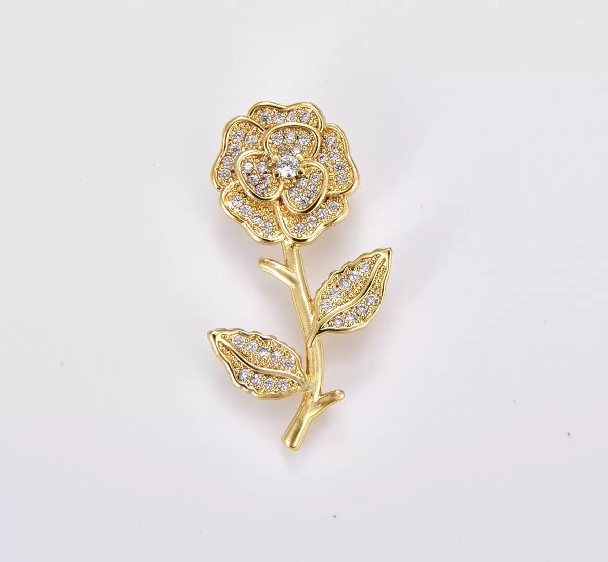 18K Gold Filled Dainty Rose Charm, Gold Filled Rose Flower Pendant, CZ Flower Charm for Bracelet Necklace Jewelry Making Component, Gift for Her, CP1857