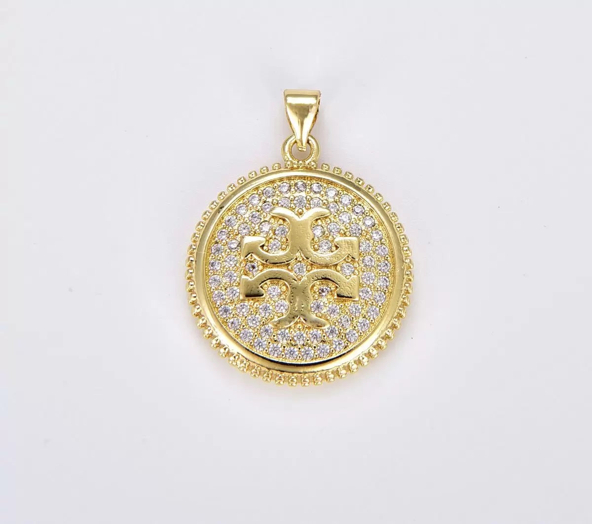 18K Gold Filled Jerusalem Cross Coin Medallion Pendant, Gold Filled CZ Micro Pave Round Charm for Jewelry Making, Gift for Her, 29x22mm, CP1861