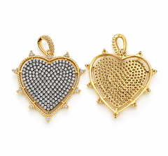 Gold Filled CZ Heart Pendant Charm, Pave Crystal Heart Statement Pendant, Romantic Love Jewelry Finding for Necklace Bracelet DIY, CP1865