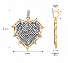 Gold Filled CZ Heart Pendant Charm, Pave Crystal Heart Statement Pendant, Romantic Love Jewelry Finding for Necklace Bracelet DIY, CP1865