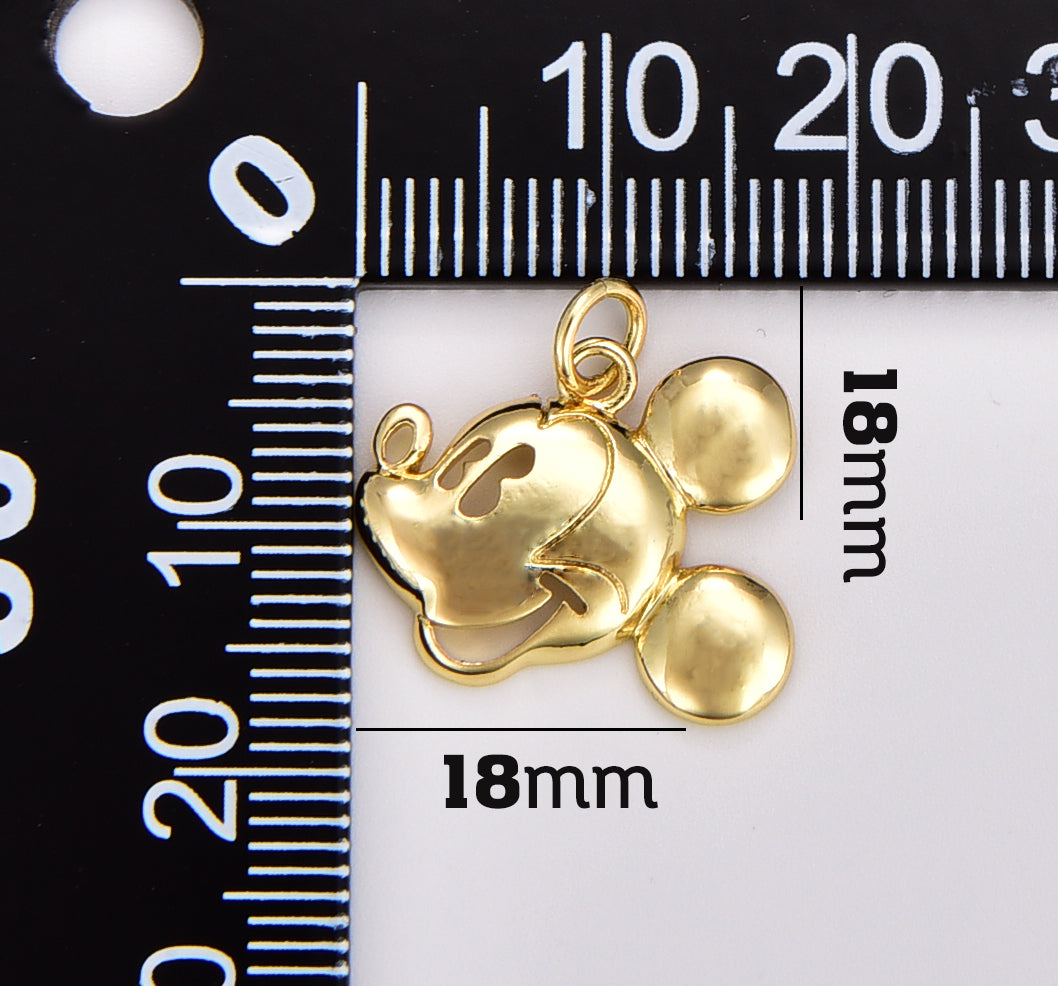 Dainty Mouse Charm, Gold Filled Mouse Head Pendant for Necklace Bracelet Jewelry Making Supply, Gift for Her, 18x18mm, CP1871