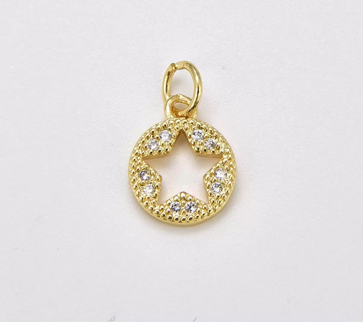 18K Gold Filled North Star Medallion Charm, Gold Filled CZ Star Pendant, Celestial Charm Pendant for Necklace Bracelet Jewelry Making Supply, CP1873