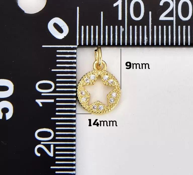 18K Gold Filled North Star Medallion Charm, Gold Filled CZ Star Pendant, Celestial Charm Pendant for Necklace Bracelet Jewelry Making Supply, CP1873