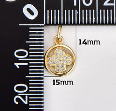 18K Gold Filled Dainty Clover Medallion Charm, Four Leaf Lucky Clover CZ Pendant, Good Luck Charm for Necklace Bracelet Jewelry Supply, CP1874