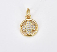 18K Gold Filled Dainty Clover Medallion Charm, Four Leaf Lucky Clover CZ Pendant, Good Luck Charm for Necklace Bracelet Jewelry Supply, CP1874