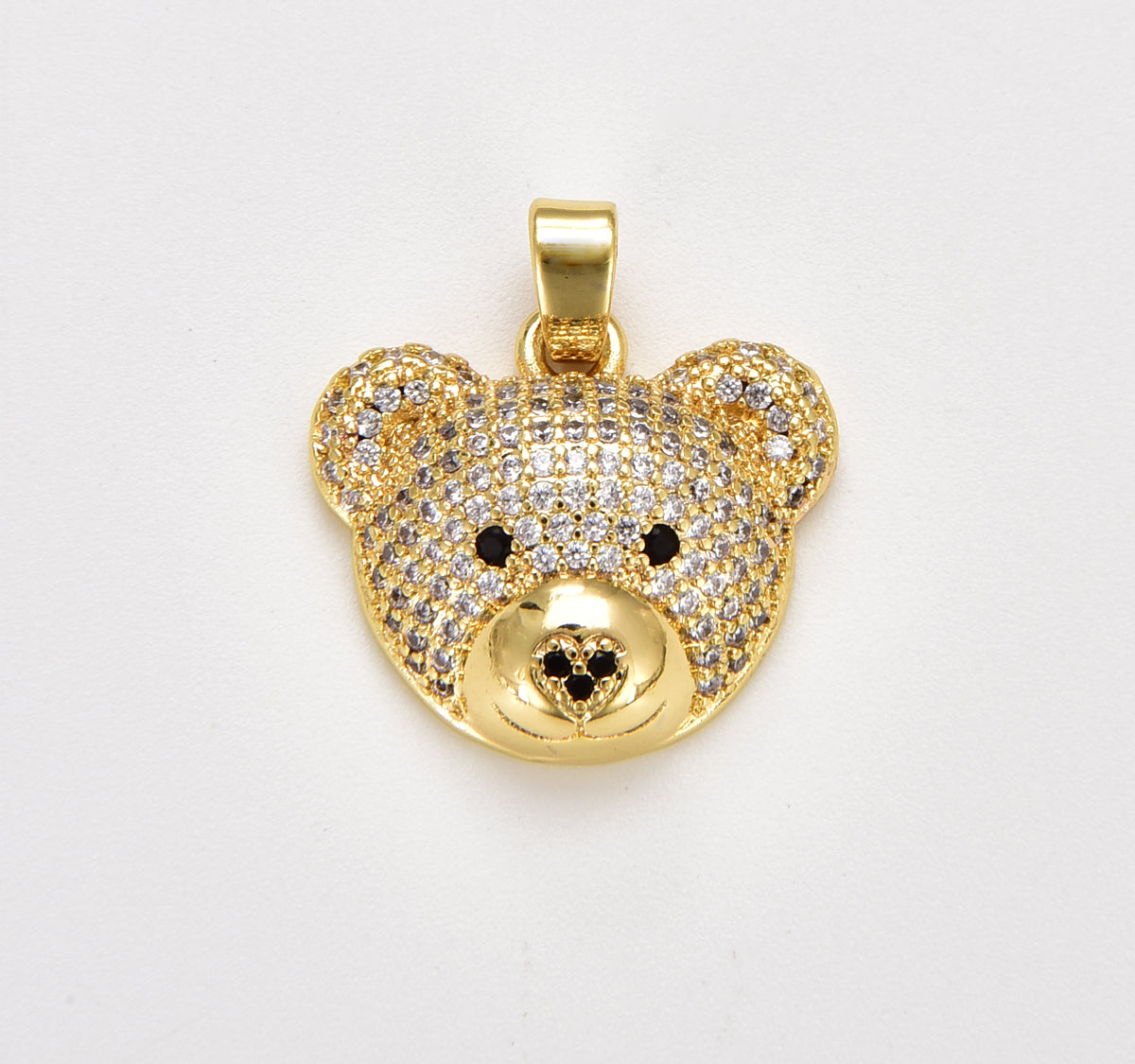 18K Gold Filled Cute Bear Head Charm, Teddy Bear Head Pendant, Kids Jewelry Charm, Bear Pendant for Necklace Bracelet DIY Jewelry Supply, CP1875