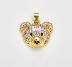 18K Gold Filled Cute Bear Head Charm, Teddy Bear Head Pendant, Kids Jewelry Charm, Bear Pendant for Necklace Bracelet DIY Jewelry Supply, CP1875