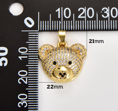 18K Gold Filled Cute Bear Head Charm, Teddy Bear Head Pendant, Kids Jewelry Charm, Bear Pendant for Necklace Bracelet DIY Jewelry Supply, CP1875