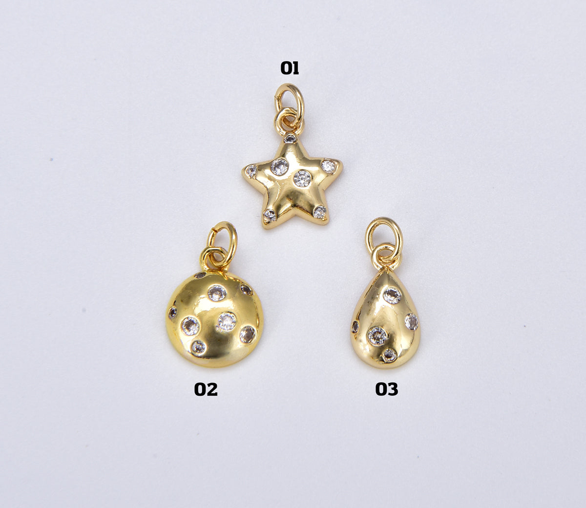 18K Gold Filled Dainty Gold Bubble Charm, Star Round Ball Teardrop Bubble Pendant for Necklace Bracelet Earring Jewelry Making Supply, CP1879