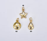 Dainty Gold Bubble Charm, Gold Filled Star Round Ball Teardrop Bubble Pendant for Necklace Bracelet Earring Jewelry Making Supply, CP1879