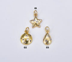 18K Gold Filled Dainty Gold Bubble Charm, Star Round Ball Teardrop Bubble Pendant for Necklace Bracelet Earring Jewelry Making Supply, CP1879