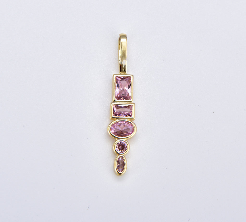 Gold Filled Drop Charm, Geometric Shape CZ Charm Drop Pendant for Necklace Bracelet Earring Supply Jewelry Making, CP1880