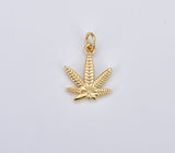 18K Gold Filled Cannabis Pendant, Dainty Marijuana Gold Leaf Charm Necklace Bracelet Earring Mary Jane Gold Charm 420 Jewelry Gift Idea, CP1882