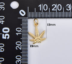 18K Gold Filled Cannabis Pendant, Dainty Marijuana Gold Leaf Charm Necklace Bracelet Earring Mary Jane Gold Charm 420 Jewelry Gift Idea, CP1882