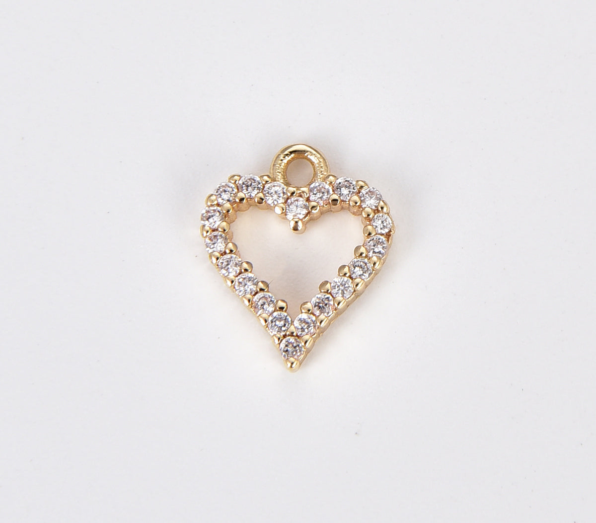 18K Gold Filled Dainty Heart CZ Charm, Gold Filled Heart Pendant, Love Pendant for Bracelet Necklace Minimalist Jewelry Making Craft Supplies, CP1884