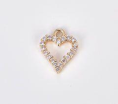 18K Gold Filled Dainty Heart CZ Charm, Gold Filled Heart Pendant, Love Pendant for Bracelet Necklace Minimalist Jewelry Making Craft Supplies, CP1884