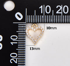 18K Gold Filled Dainty Heart CZ Charm, Gold Filled Heart Pendant, Love Pendant for Bracelet Necklace Minimalist Jewelry Making Craft Supplies, CP1884