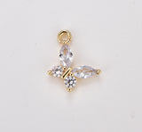 Dainty Butterfly Charm, Gold Filled Pear Cut CZ Butterfly Pendant, Cubic Zirconia Mariposa Pendant Charm for DIY Jewelry Making, CP1886