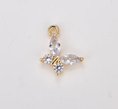 18K Gold Filled Dainty Butterfly Charm, Pear Cut CZ Butterfly Pendant, Cubic Zirconia Mariposa Pendant Charm for DIY Jewelry Making, CP1886