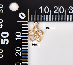 18K Gold Filled Dainty Flower Charm, Micro Pave Floral Pendant, Mini Flower Pendant for Necklace Bracelet Jewelry Making Supply, 14x10mm, CP1887