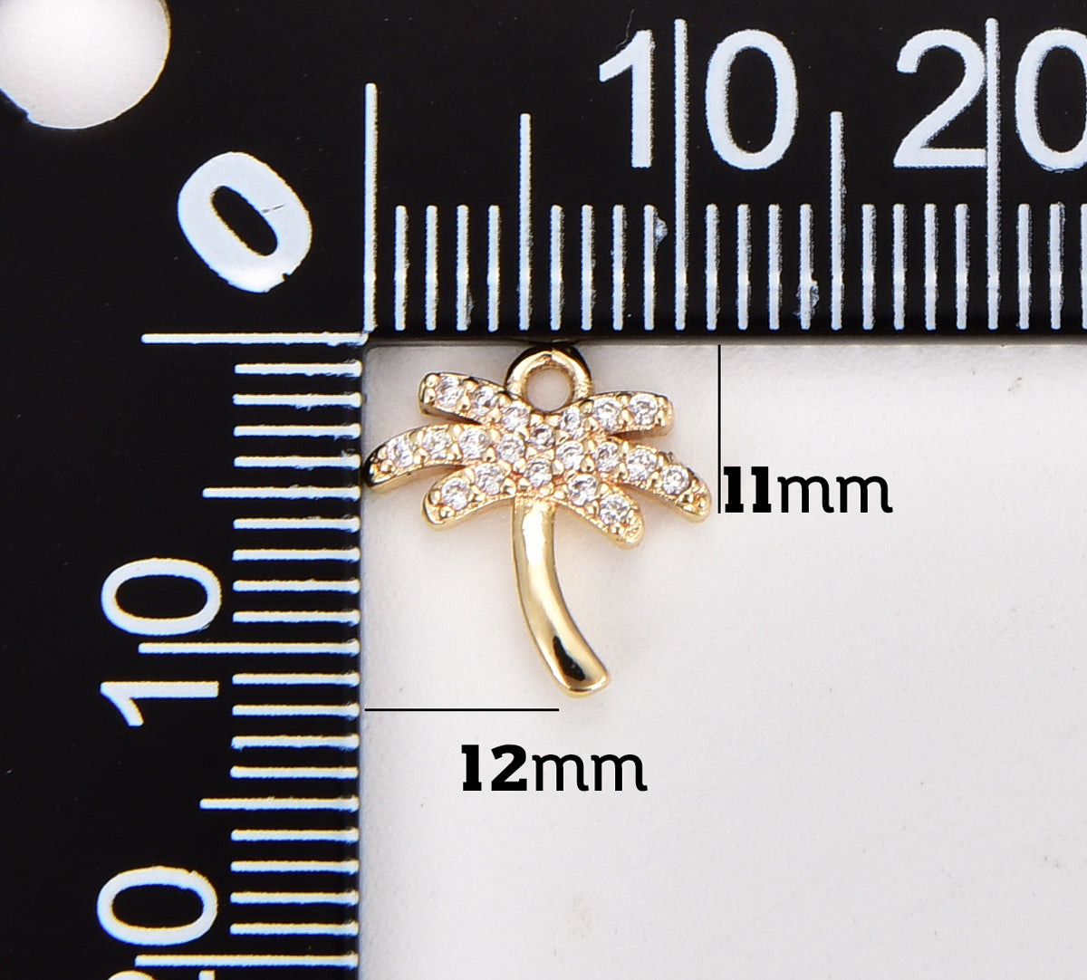 18K Gold Filled Dainty Palm Tree Charm, CZ Micro Pave Tree Pendant, Hawaiian Charm, Tropical Tree Pendant for DIY Jewelry Making Supply, CP1888