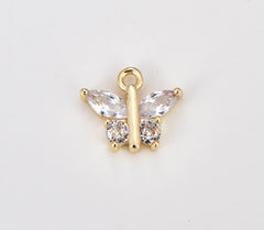 18K Gold Filled Dainty Butterfly Charm, Micro Pave CZ Butterfly Pendant, Cubic Zirconia Mariposa Pendant Charm for DIY Jewelry Making, CP1891