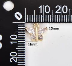 18K Gold Filled Dainty Butterfly Charm, Micro Pave CZ Butterfly Pendant, Cubic Zirconia Mariposa Pendant Charm for DIY Jewelry Making, CP1891