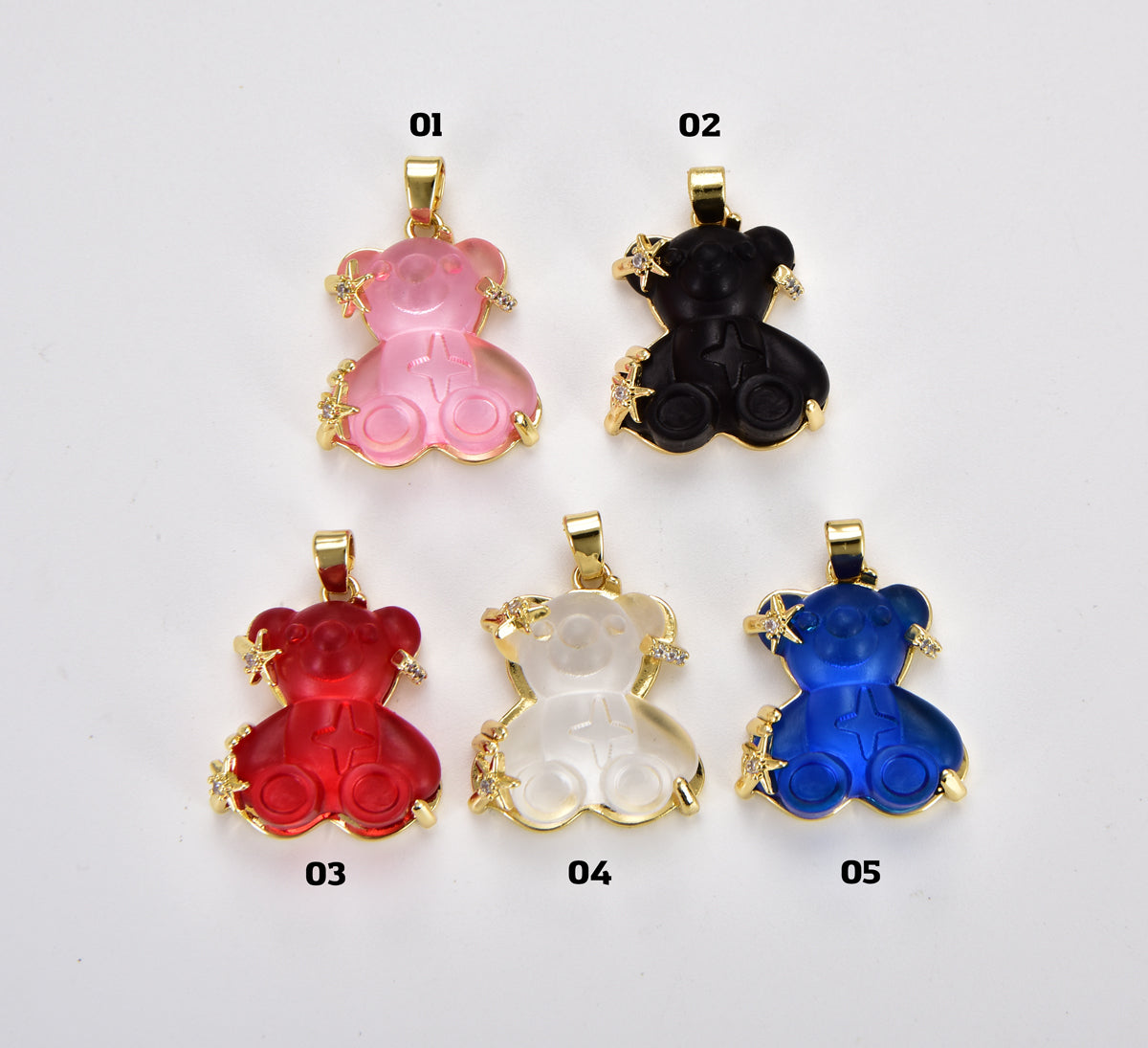 18K Gold Filled Quartz 3D Bears Charm, Bear Pendant, Teddy Bear Pendant, Animal Charm for Necklace Bracelet Jewelry Making Supply, CP1892