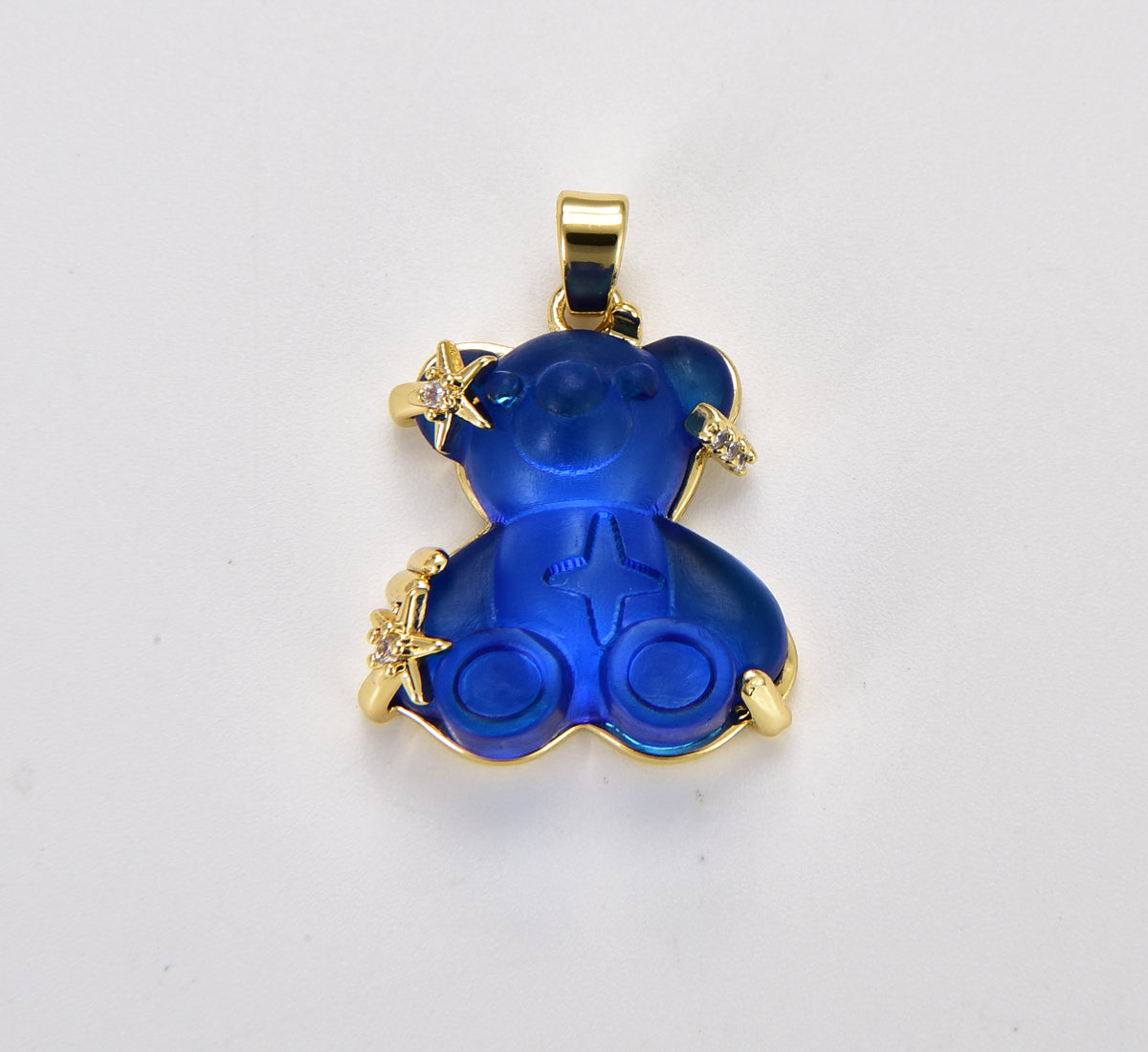 18K Gold Filled Quartz 3D Bears Charm, Bear Pendant, Teddy Bear Pendant, Animal Charm for Necklace Bracelet Jewelry Making Supply, CP1892