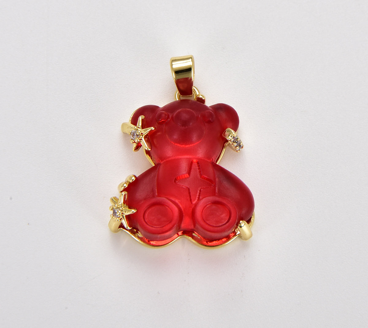 18K Gold Filled Quartz 3D Bears Charm, Bear Pendant, Teddy Bear Pendant, Animal Charm for Necklace Bracelet Jewelry Making Supply, CP1892