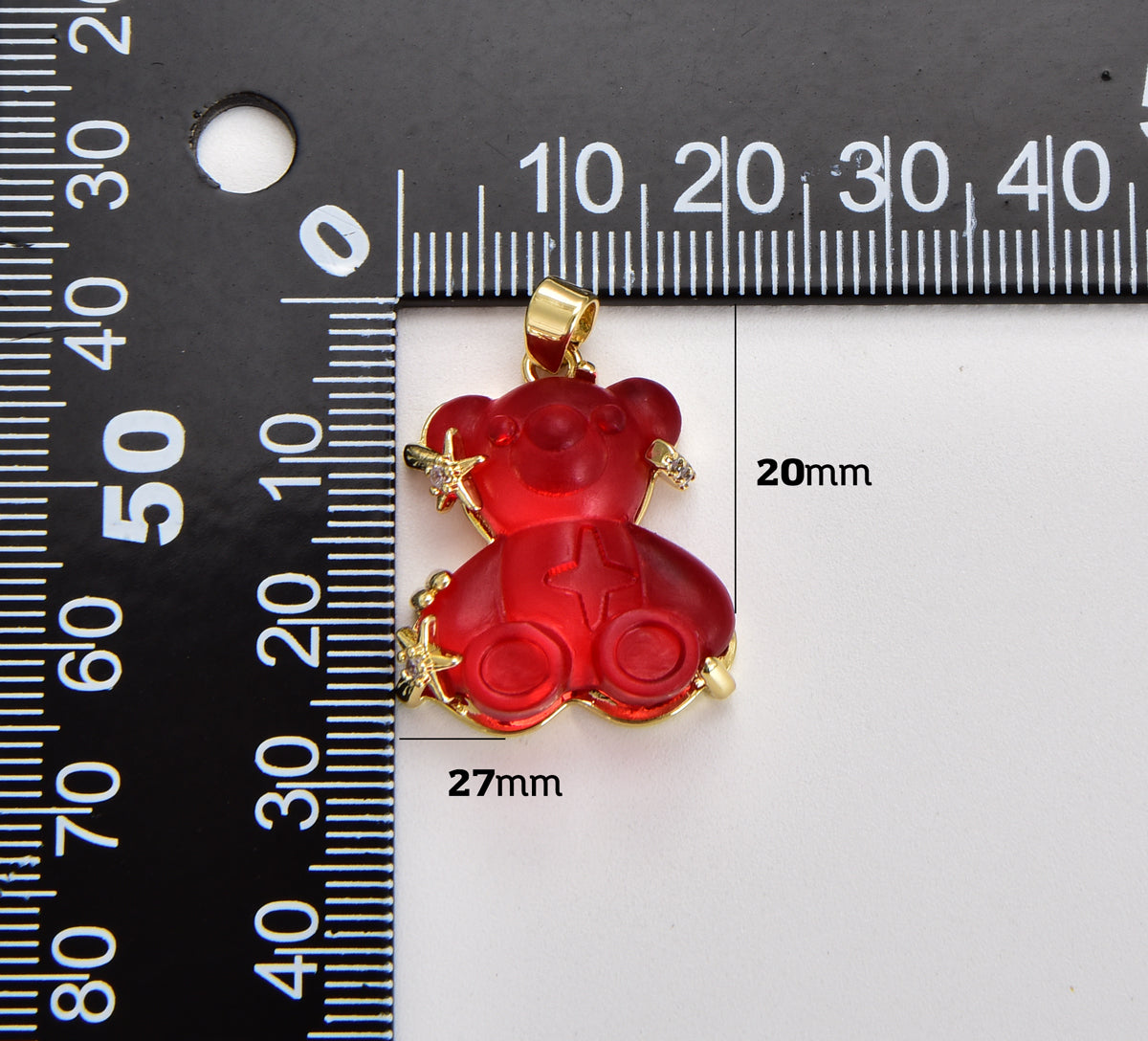 18K Gold Filled Quartz 3D Bears Charm, Bear Pendant, Teddy Bear Pendant, Animal Charm for Necklace Bracelet Jewelry Making Supply, CP1892