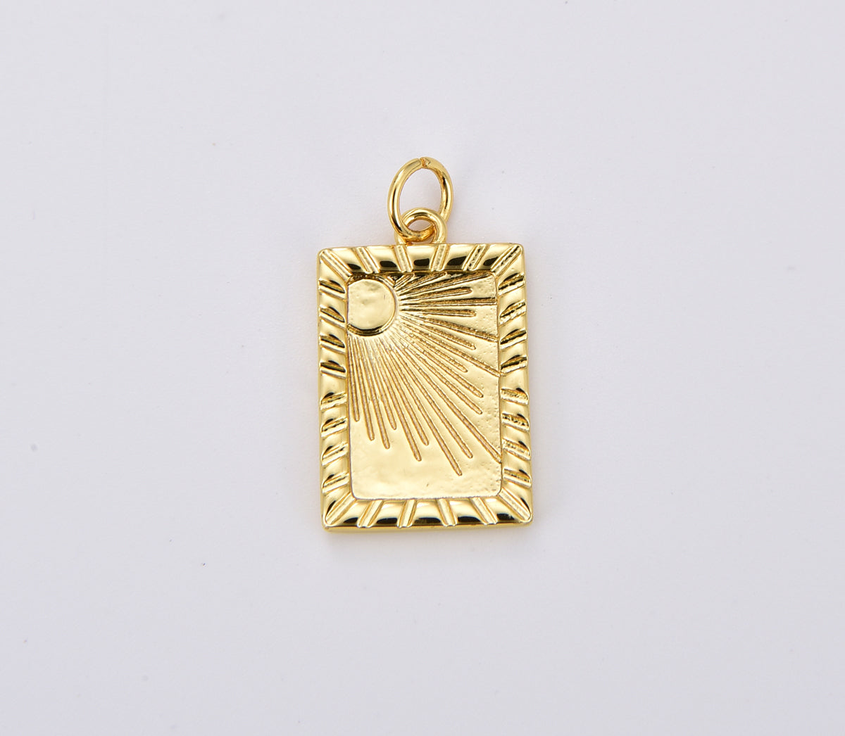 18K Gold Filled Sun Tag Plate Charm, Celestial Tag Pendant, Tarot Card Pendant for Necklace Bracelet Jewelry Making Supply, 20x13mm, CP1894