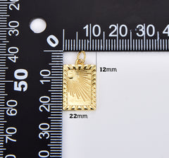 18K Gold Filled Sun Tag Plate Charm, Celestial Tag Pendant, Tarot Card Pendant for Necklace Bracelet Jewelry Making Supply, 20x13mm, CP1894